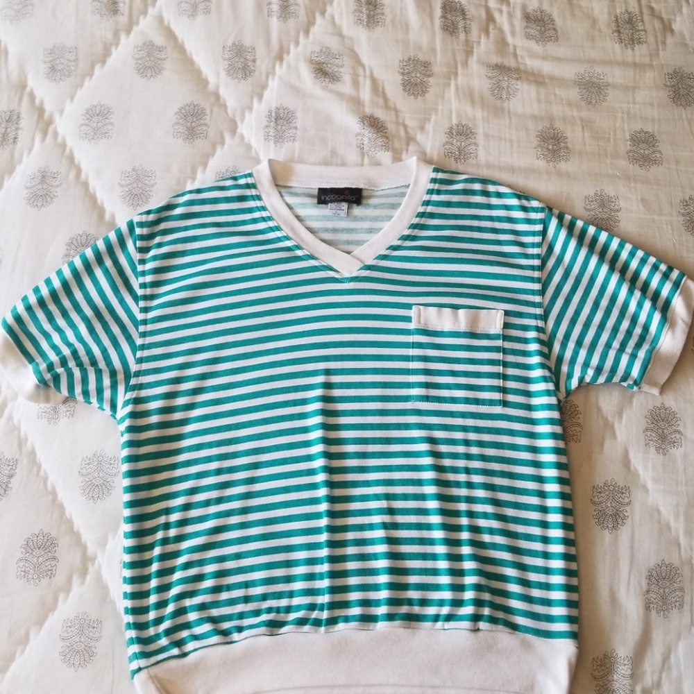 Teal striped shirt